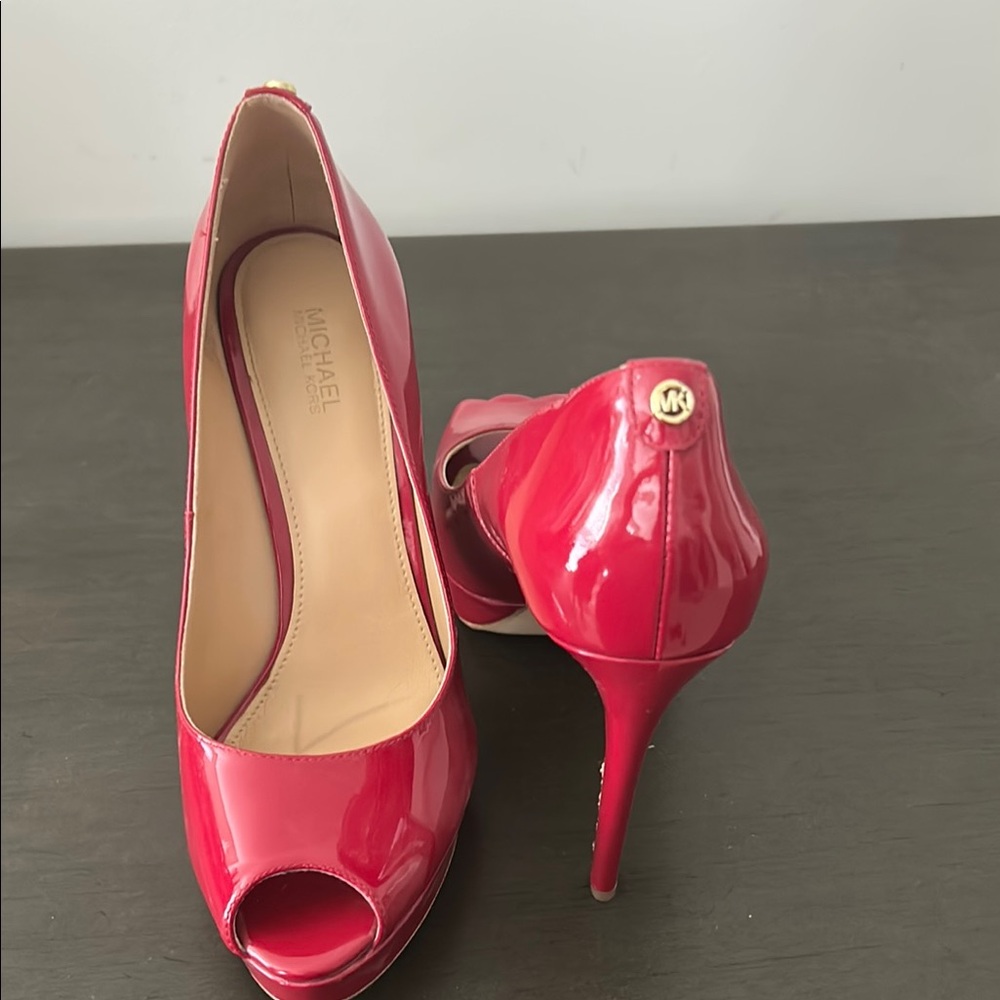 Michael Kors Red Stiletto Heels Peep Toe